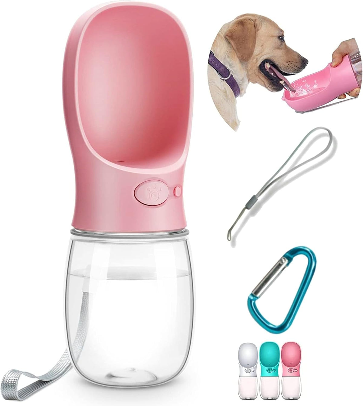 Dog Water Bottle, Leak Proof Portable Pet Water Bottles for Dogs, Puppy Water Dispenser with Drinking Feeder for Travel (Teal 12Oz)