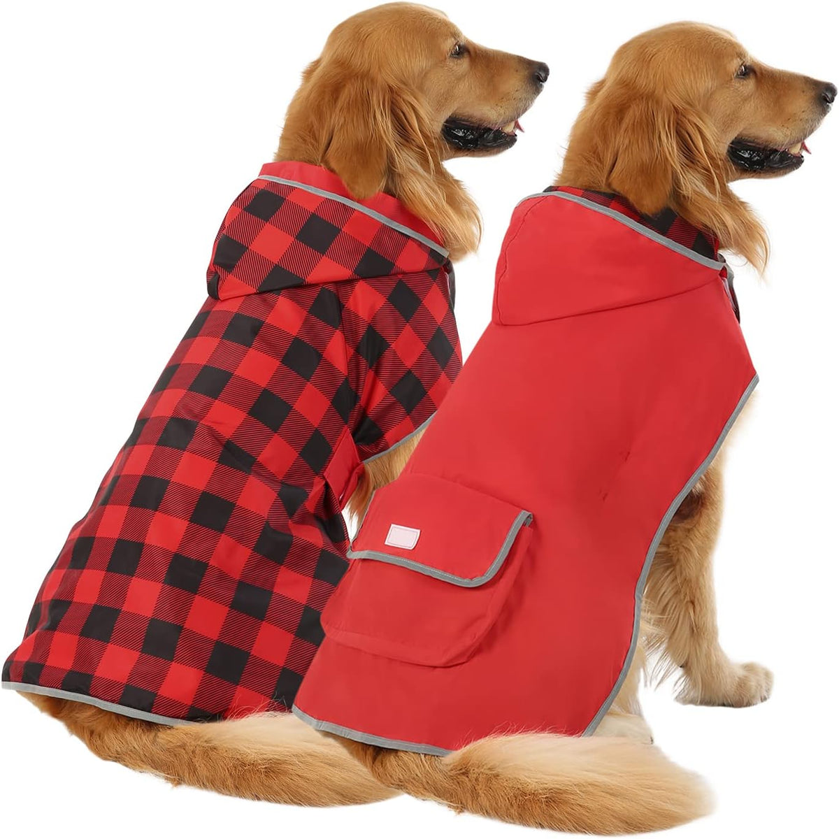 2-In-1 Reversible Dog Raincoat Hooded Poncho Rain Jacket YLW Duck L