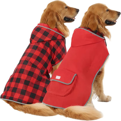 2-In-1 Reversible Dog Raincoat Hooded Poncho Rain Jacket YLW Duck L
