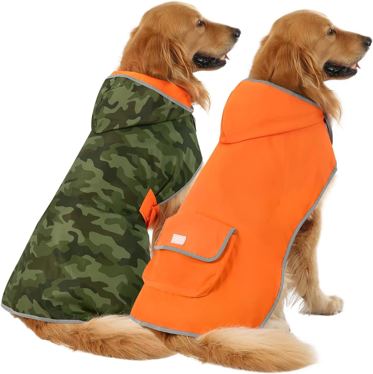 2-In-1 Reversible Dog Raincoat Hooded Poncho Rain Jacket YLW Duck L