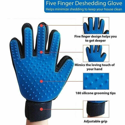 Pet Hair Gloves Brush Remover 1 Pair Dog Cat Comb Fur Mitt Massage Grooming Bath