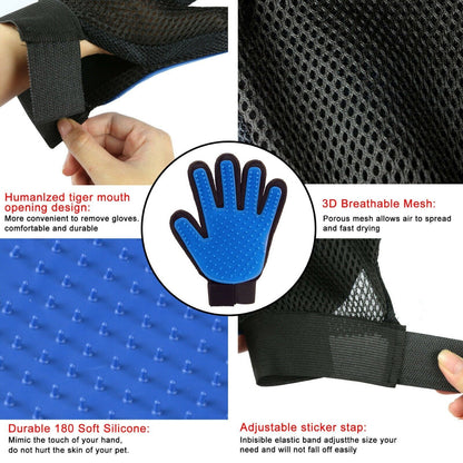 Pet Hair Gloves Brush Remover 1 Pair Dog Cat Comb Fur Mitt Massage Grooming Bath
